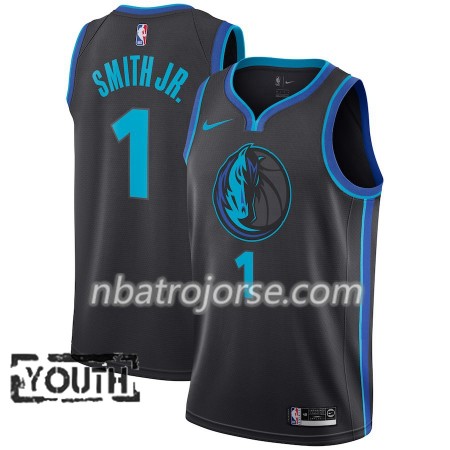 Barn Dallas Mavericks Tröja Dennis Smith 1 2018-19 Nike City Edition Svart Blå Swingman